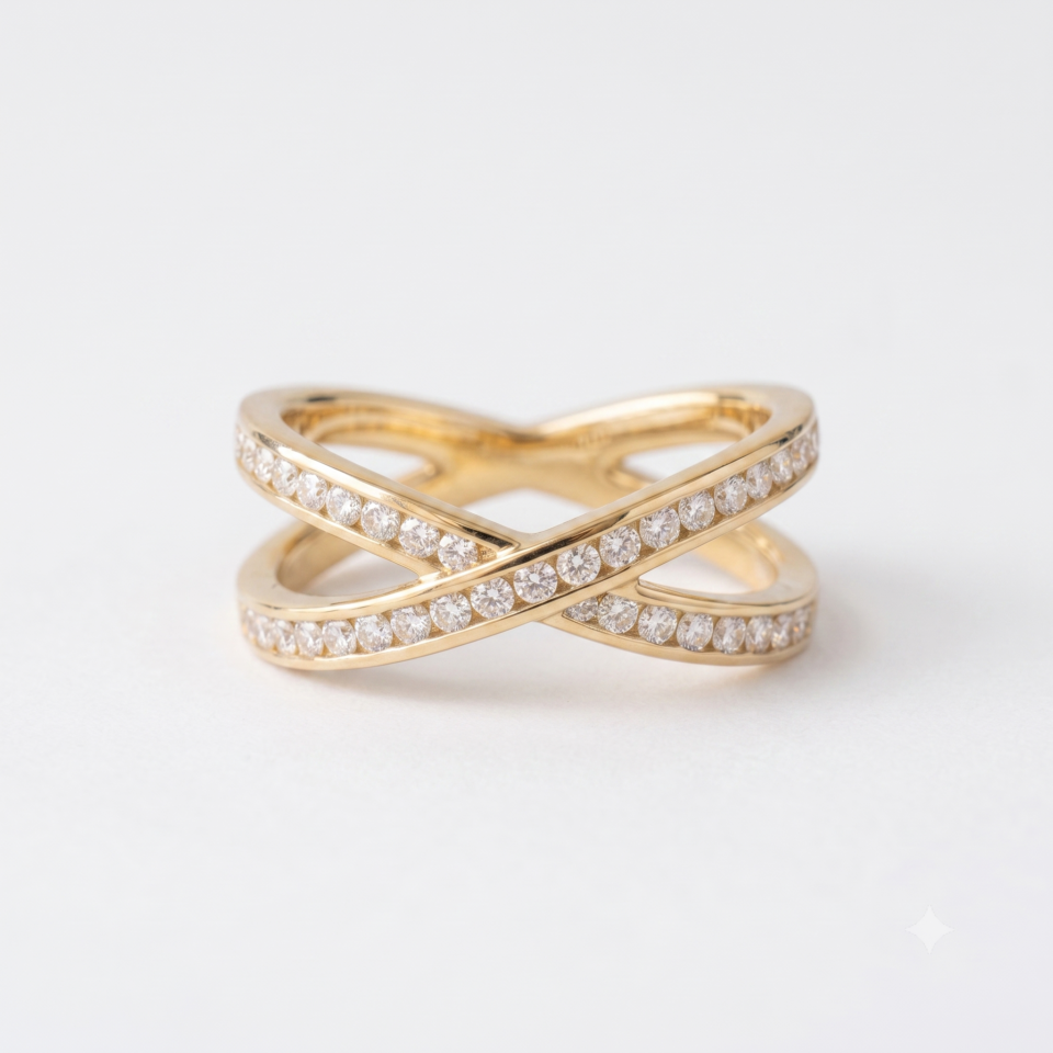 Diamond Crossover Band with Channel Setting