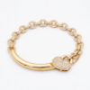 Gold Pavé Round Diamond Link Bracelet with Smooth Gold Band_1