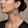Platinum Baguette and Round Diamond Fanned Hoop Earrings_2