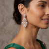 Platinum Oval, Pear, Marquise and Round Diamond Floral Cascade Drop Earrings_2