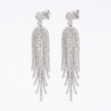 Platinum Round Diamond Pavé Waterfall Drop Earrings_1