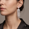 Platinum Round Diamond Pavé Waterfall Drop Earrings_2