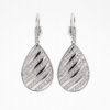 Platinum Round Diamond Striped Teardrop Statement Drop Earrings_1