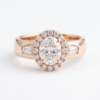 Rose gold Oval Diamond Halo Mens Ring with Baguette Side Stones_1