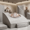 Rose gold Oval Diamond Halo Mens Ring with Baguette Side Stones_3