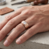 Rose gold Radiant Diamond Bezel Set Mens Ring_2