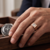 Rose gold Radiant Diamond Bezel Set Mens Ring_3