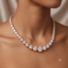 Rose gold Round Diamond Tennis Necklace with Graduated Prong Setting_3