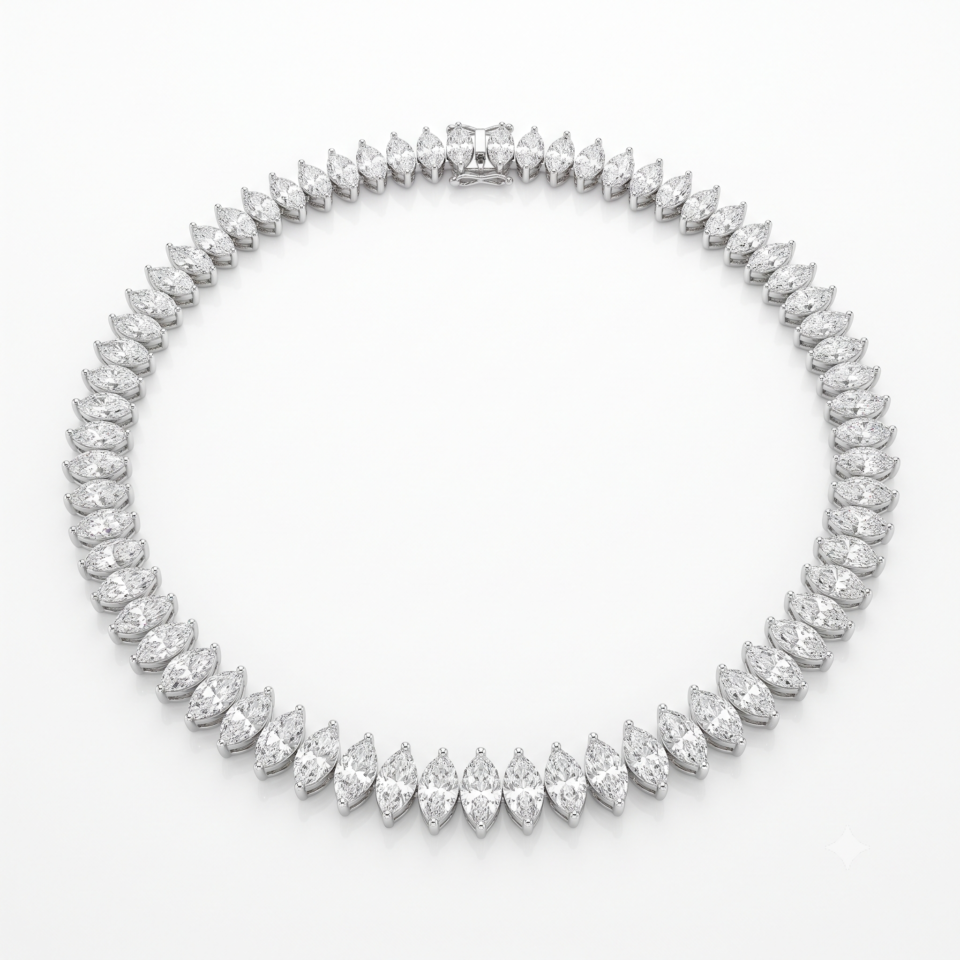 White gold Marquise Diamond Tennis Necklace