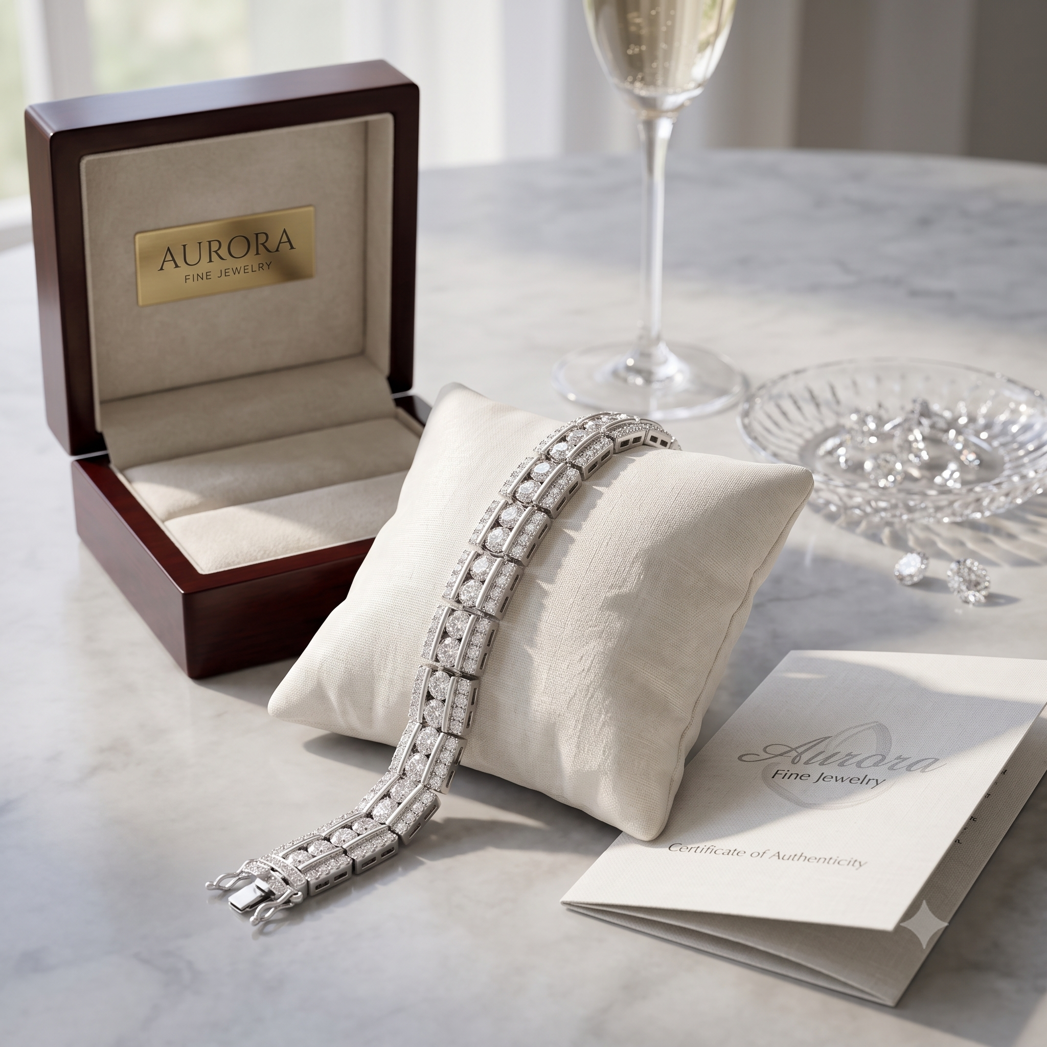 White gold Pavé Round Diamond Link Bracelet with Channel Setting_2