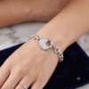 White gold Pavé Round Stone Chain Link Bracelet with Heart Clasp_2