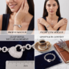 White gold Pavé Round Stone Chain Link Bracelet with Heart Clasp_3