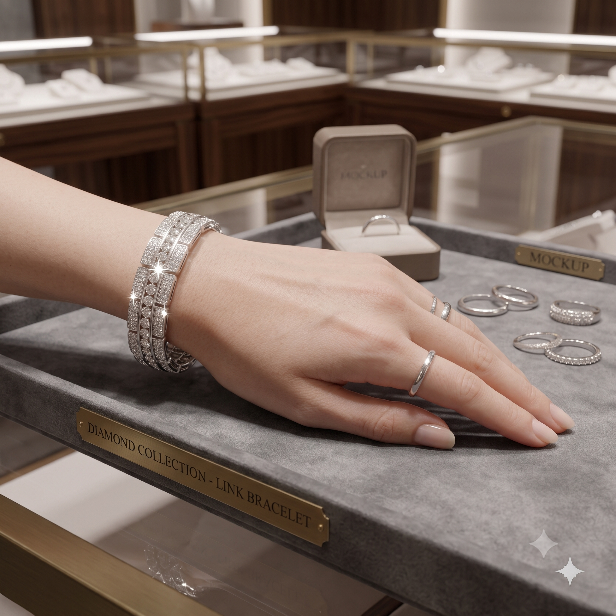 White gold Pavé Round Stone Link Bracelet with Channel Setting_3