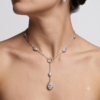 White gold Pear Diamond Lariat Necklace with Station Accents_2