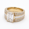 Yellow gold Emerald Cut Diamond Pavé Statement Mens Ring with Baguette Accents_1