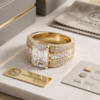 Yellow gold Emerald Cut Diamond Pavé Statement Mens Ring with Baguette Accents_2